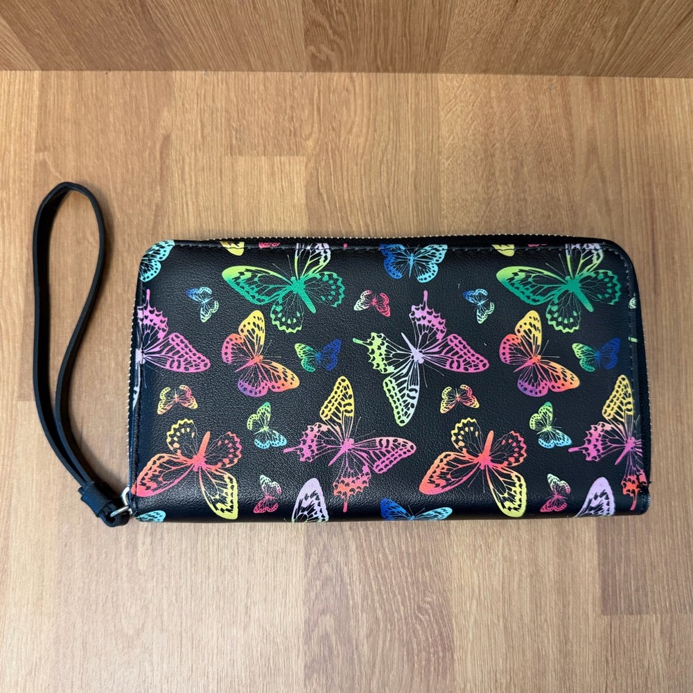 Butterfly Zip Wristlet Wallet